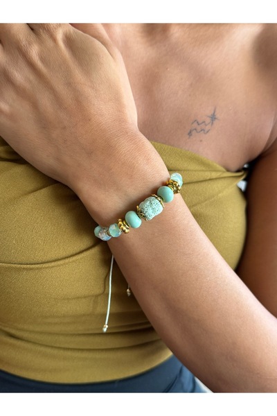 dela otantik Adjustable Bohemian Beaded Bracelet – Authentic Ethnic Colorful Bijoux Jewelry with Lava Stones - Bracelet