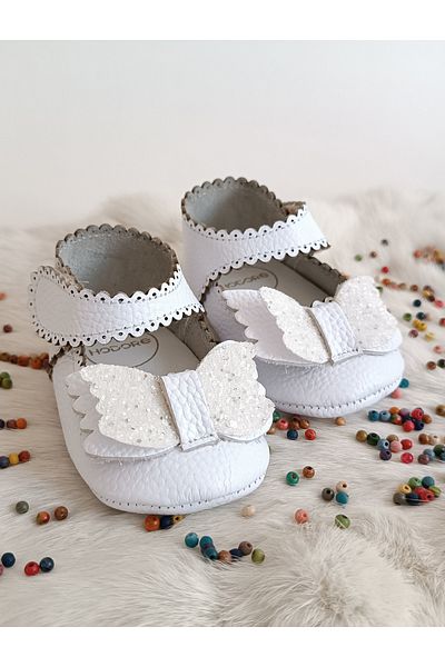 Hodore Angel White Genuine Leather Baby Loafer Booties