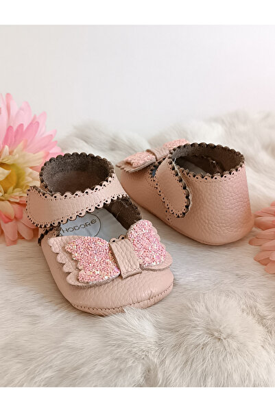 Hodore Angel Powder Genuine Leather Baby Loafer Booties