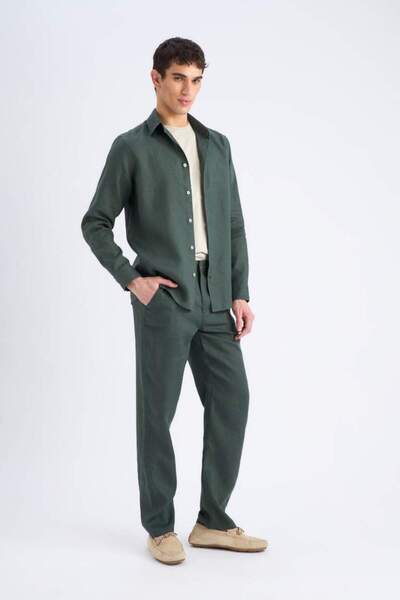 DeFacto New Season 100% Linen Relax Fit Χαλαρή Εφαρμογή ίσιο καλοκαιρινό παντελόνι