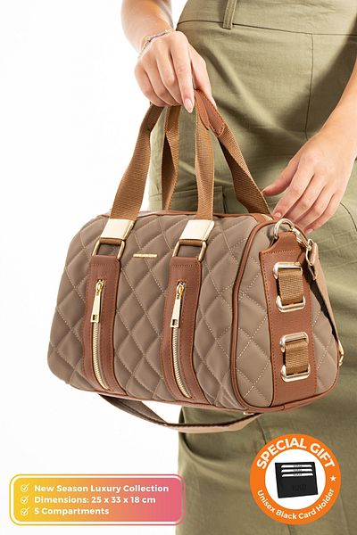 Just Polo Original Women's Cylinder Sports Model Quilted Large Volume Cross Strap Large Size Stylish Shoulder Bag