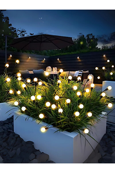 HYPENS 6 Led'li BEYAZ Güneş Enerjili Bahçe Aydınlatması Lamba Solar Işık Ateş...