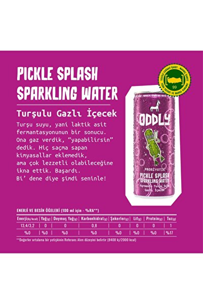 ODDLY PICKLE SPLASH TURŞU SUYU KUTU 250 ML X 12 ADET