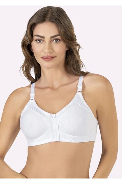 F.K 1955 Model Supportless and Non-Wired Gathering White Bra