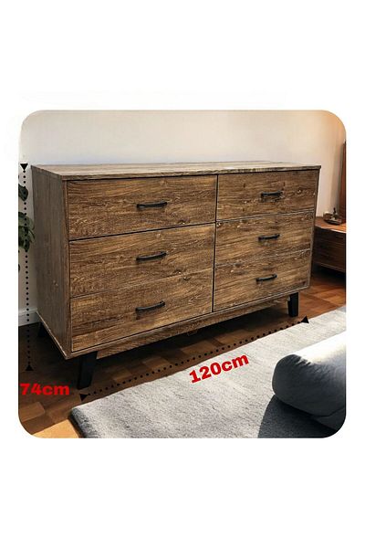 Generic Wooden chest or dresser with 6 drawers 120 x 74 cm