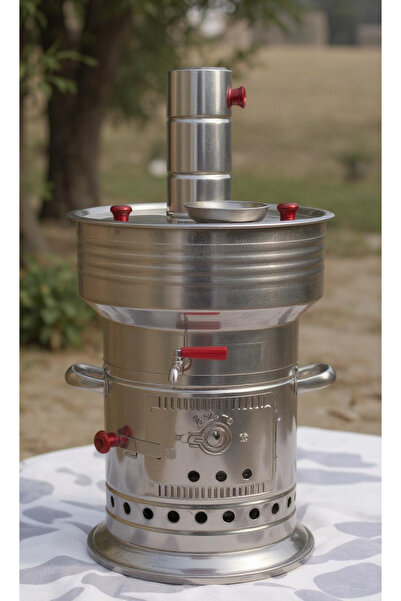 sobapark Odunlu Semaver Kömürlü Semaver Odunlu Kömürlü Çay Semaveri Tek Musluklu Semaver 7 Litre - PASLANMAZ