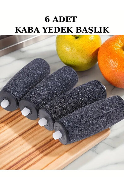 NaturalCharm Ayak Törpüsü Şarjlı Cihaz Uyumlu 6'lı Yedek Başlık – Sert Deri Temizleyici Silindir