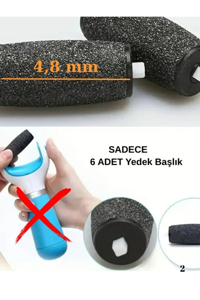 NaturalCharm Ayak Törpüsü Şarjlı Cihaz Uyumlu 6'lı Yedek Başlık – Sert Deri Temizleyici Silindir