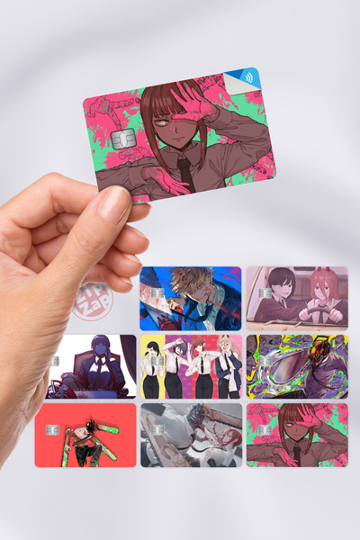 ZipZap Chainsaw Man Kart Kaplama Anime Sticker 8 Adet