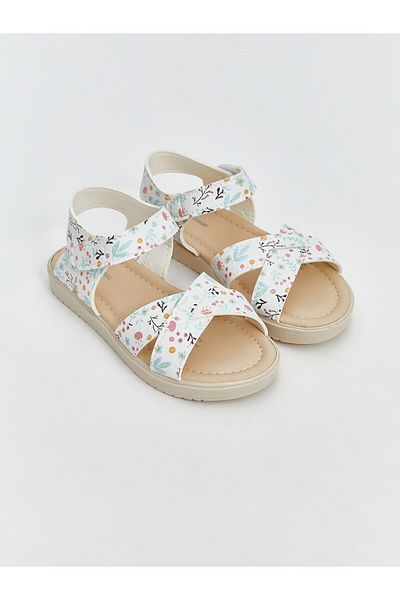 LC Waikiki New Season Floral Velcro Girls Sandals - S5Jd97Z4