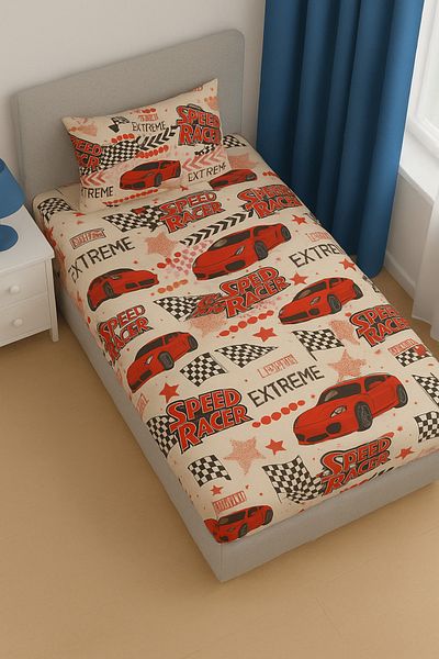 sehra Single Cotton Fitted Sheet + 1 Pillowcase Set Quality Durable Children's Pattern Set