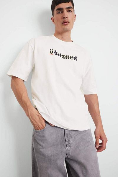 DeFacto New Season 100% Cotton Loose Fit Crew Neck Printed Short Sleeve T-Shirt