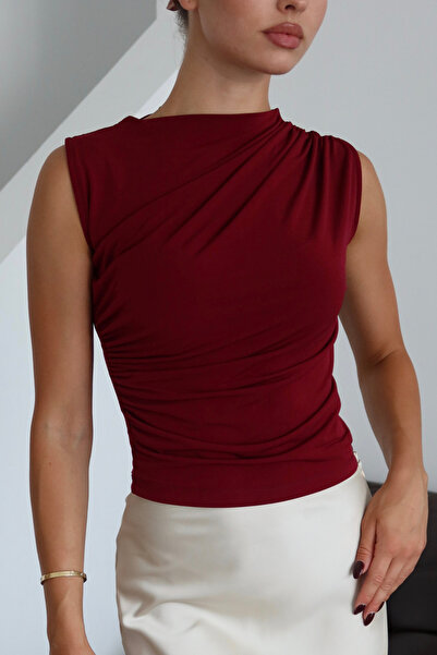 Balenbi Γυναικεία αμάνικη μπλούζα με λεπτομέρεια με κορδόνι 1102