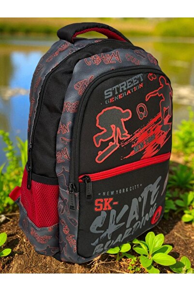 Adel Junior Backpack SKate Boarding Okul Çantası Beslenme Çantası ve Kalemlik 3'lü Set