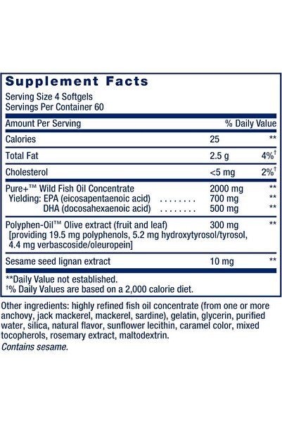 Life Extension Super Omega-3 with EPA/DHA Fish Oil, Sesame Lignans & Olive Extract For Heart Health