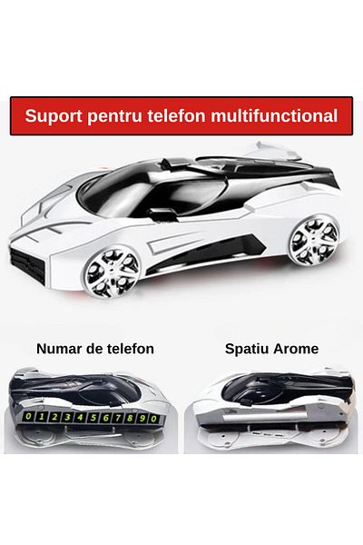 Inteliced 3in1 Phone Holder For Car or Home White, Inteliced®, 360° Rotating, Phone Number Display