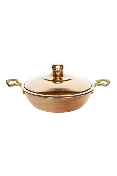 OEM Tigaie de cupru lucrată manual cu capac 18 cm CTR09