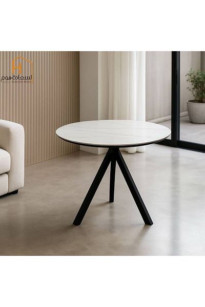 Al Saada Home Single Ceramic Service Table - White - 80*80*75