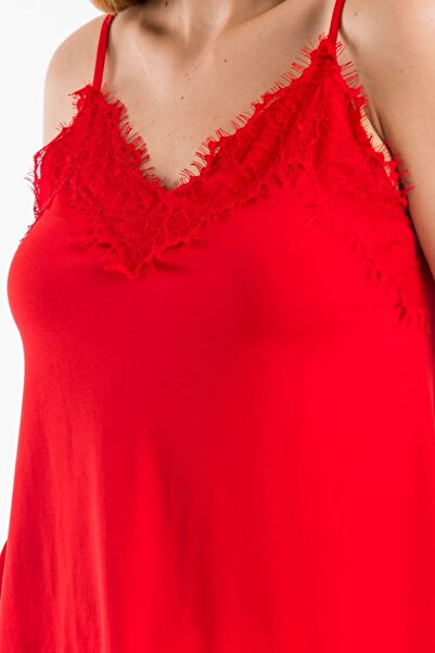 Mogi Butik Kadın Dantel Detaylı Askılı Sandy Bluz 3031