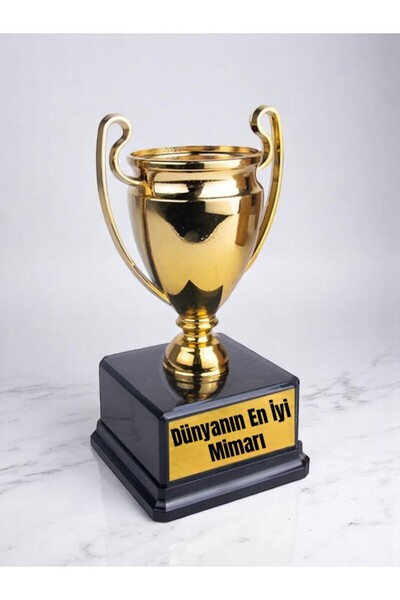 lili hediyelik Dünyanın En İyi Mimarı Baskılı Ödül Kupası 23 cm Mimara Hediye...