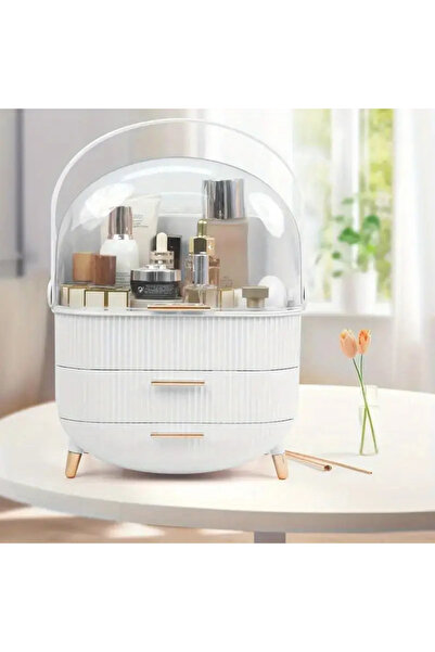 Bogadini Λευκή θήκη καλλυντικών PVC με πολλαπλά διαμερίσματα