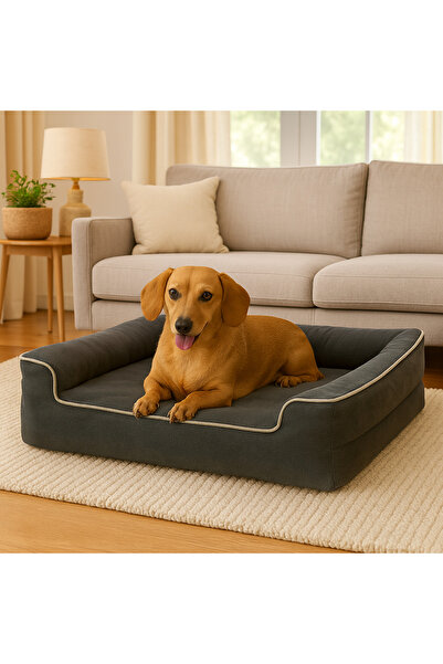viscopet Premium Sofa Blok Sungerli Alezli Fermuarlı Yıkanabilir Köpek Yatağı