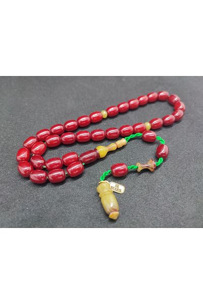 İskeçe Exclusive Jesus Masterpiece of Balkaya Double Piece Imame Old Style Countersunk Old Tightening Amber Certified 8296