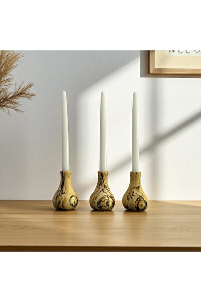 U Atölye 3’lü Şamdan Takımı – Doğal ve Rustik Dekor