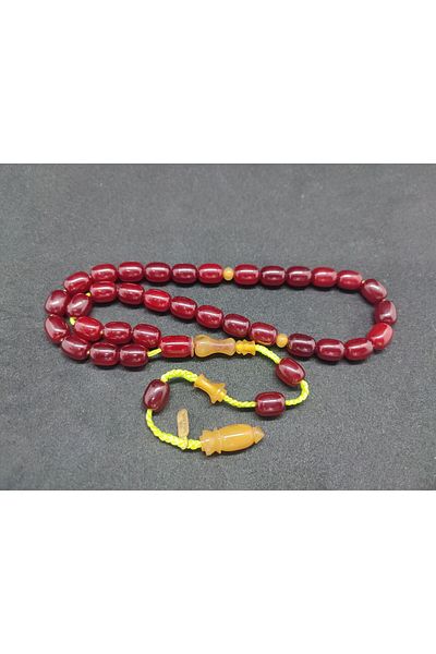 İskeçe Exclusive Jesus Masterpiece of Balkaya Double Piece Imame Old Style Countersunk Old Crimping Amber Certified 8294
