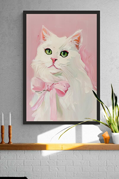 Cadran Kedi tasarımlı Çerçeve Görünümlü Mdf Tablo