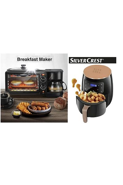 Silver Crest 3 in 1 Multifunctional Breakfast Preparation Set Fryer Oven 12L and Healthy Air Fryer 6L