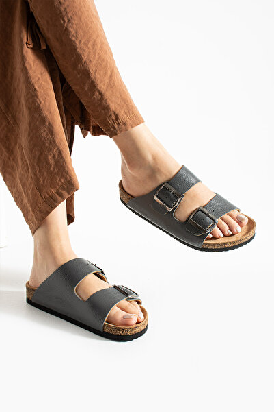 Mycorni للجنسين جلد أصلي طبي نعل مطاطي تشريحي زوج بإبزيم شبشب