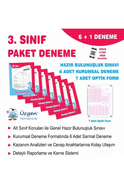 Üçgen Yayıncılık Üçgen 2025 3. Sınıf Paket Deneme 7 Li