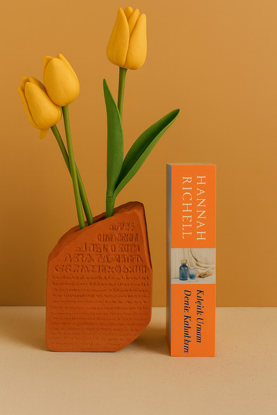 Karra Art Concrete Book Holder Vase with Ancient Egyptian Detail