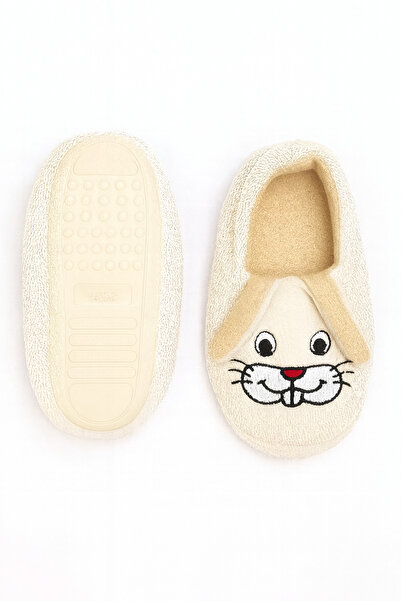 pufien Кролик з вишивкою, милий, дитячий взуття, тапочки, домашнє взуття, з нековзною підошвою і пухнасте