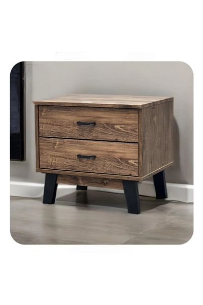 Generic Side Table with Two Drawers, Wooden Brown, 48x43cm