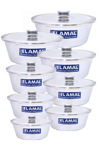 ELAMAL طقم قدور الومنيوم مخروطي مكون من 8 قدور صناعة مصرية