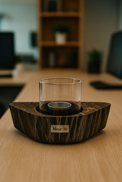 NOİR:10 Mermer Desenli Camlı Masa Üstü Şömine – Beyaz Taşlı & Biyoetanol Yakıtlı