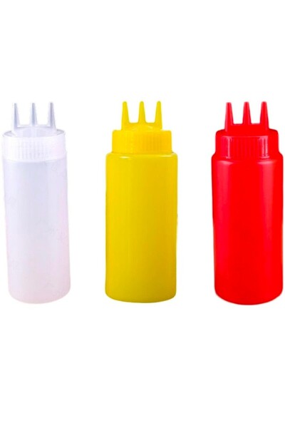 GastroPlast 3 adet 750 ml ,3 delikli profesyonel sosluk-yağlık (tek renk gönd...