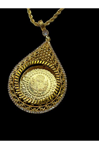 stainless steell Helena Tam Altın Çerçeveli Kolye (Altın Kaplama)