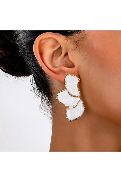 MRK Kadın Yaprak Çiçek Flower Mineli Küpe