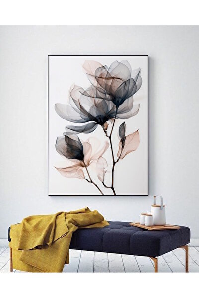 Genel Markalar MODERN ŞEFFAF ÇİÇEK KANVAS TABLO EV DUVAR SALON OFİS HEDİYELİK...