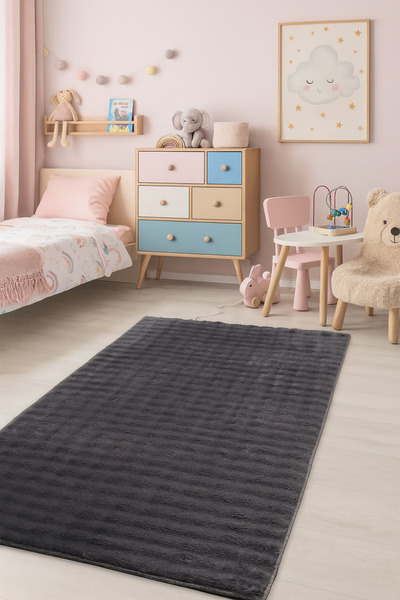 Bonny Home Bubble Antrasit Çocuk Odası Halısı Makinede Yıkanabilir Kaymaz Tab...
