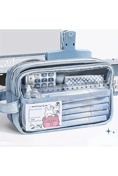 GlassySKY Cutie pentru creioane transparentă cu 3 straturi de capacitate mare