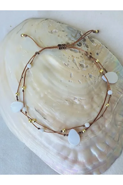 By Song Aksesuar Drop Turquoise Natural Stone Anklets