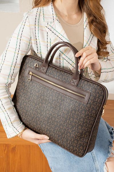 Just Polo حقيبة نسائية منقوشة وحقيبة كمبيوتر محمول 342206PC
