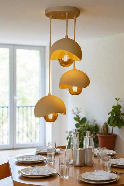 GLOBELUX Beton Görünümlü İskandinav &Bohem 3’lü Sarkıt Avize -ŞIK Tasarım, (RUSTİK Ampul Hediye)