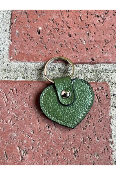 Pinkylola Love Model Heart Keychain Green Genuine Leather, Keychain, Bag Orna...