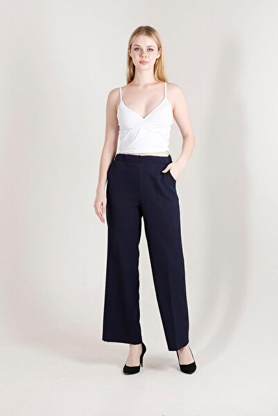 Balenbi 1003 Модель Висока талія Лікра Синій Палаццо Жіночі штани