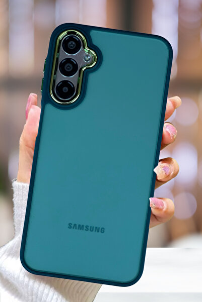 Fibaks Galaxy A54 Kılıf Metal Çerçeve Hassas Butonlu Renkli Buzlu Şeffaf Kapa...